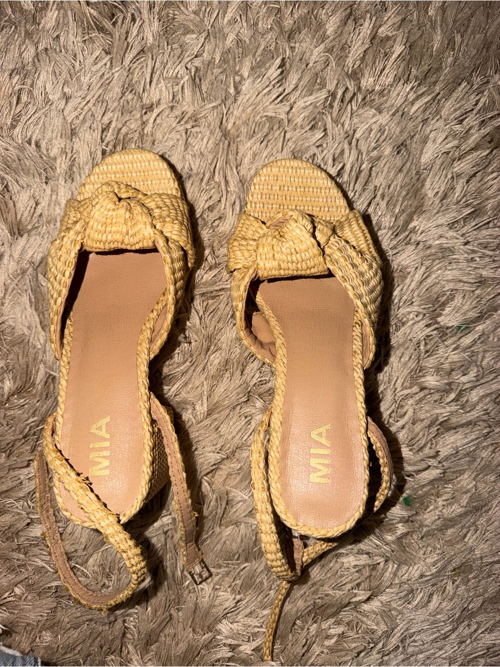 MIA Braided Knot Slingback Sandals in Natural Tan